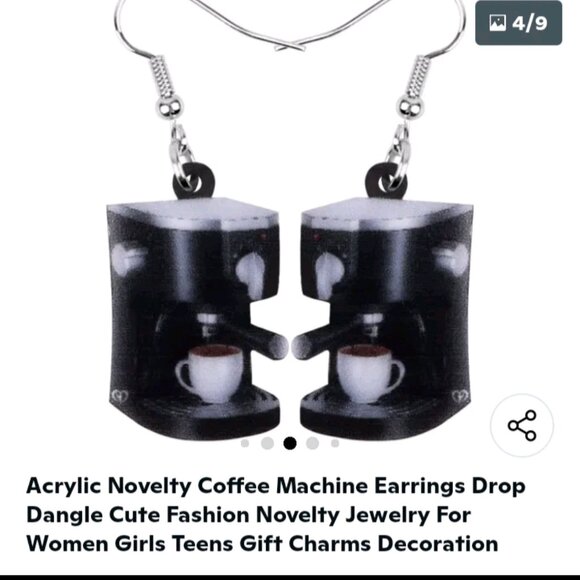 Acrylic Novelty Coffee Machine Earrings Drop Dangle Cute Fashion Novelty Jewelry - Picture 2 of 4